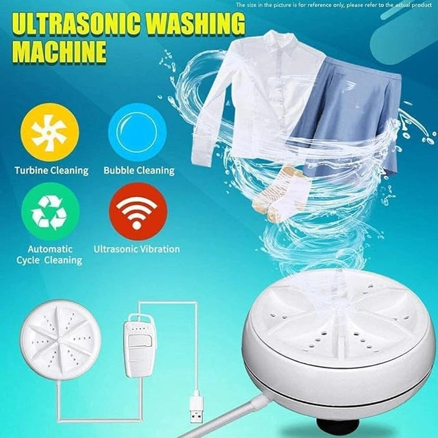 Portable Mini Ultrasonic Washing Machine – 3-in-1 Home Cleaner